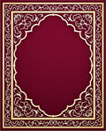 Ornate Crimson and Gold Scrollwork Rug