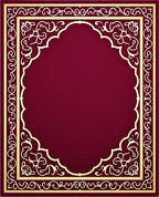 Ornate Crimson and Gold Scrollwork Rug