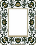 Dark Green Golden Floral Border Rug
