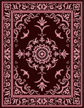 Crimson Floral Medallion Swirl Rug