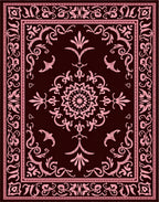 Crimson Floral Medallion Swirl Rug