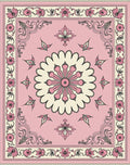 Rose Pink Floral Medallion Border Rug