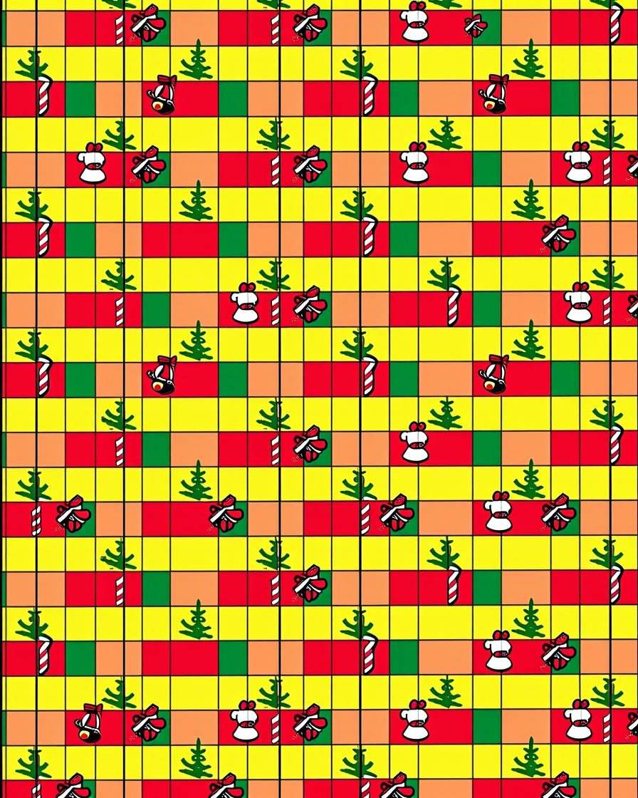 Festive Christmas Grid Gift Bows Rug