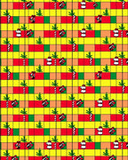 Festive Christmas Grid Gift Bows Rug