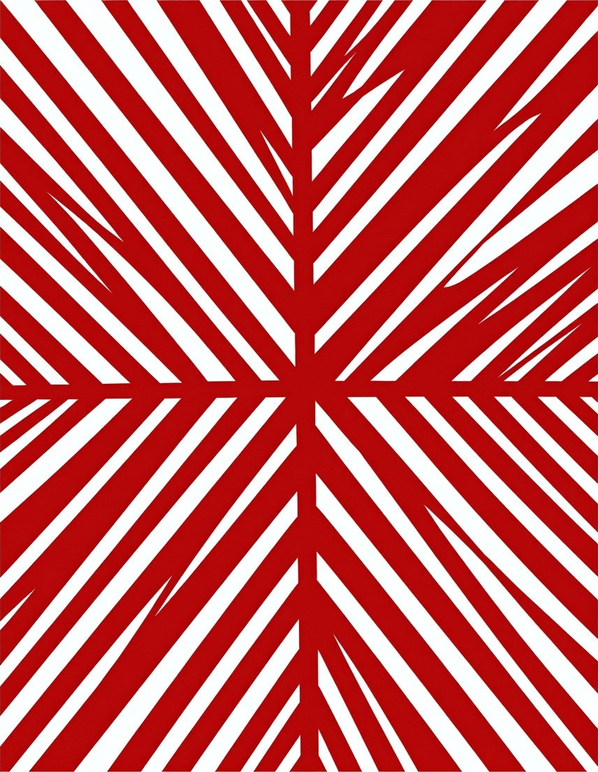 Crimson White Radial Stripe Rug