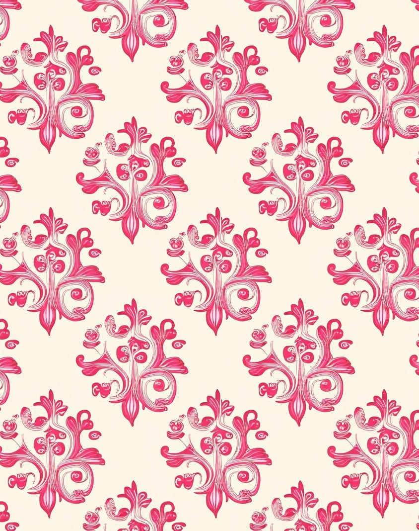 Hot Pink Flourish Laurel Cream Rug