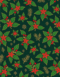 Holiday Poinsettia Red Green Gold Rug