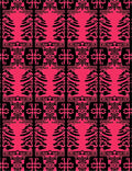Bold Pink Black Tribal Tree Arrangement Rug
