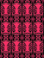 Bold Pink Black Tribal Tree Arrangement Rug