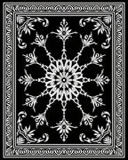 Black White Ornate Floral Mandala Rug