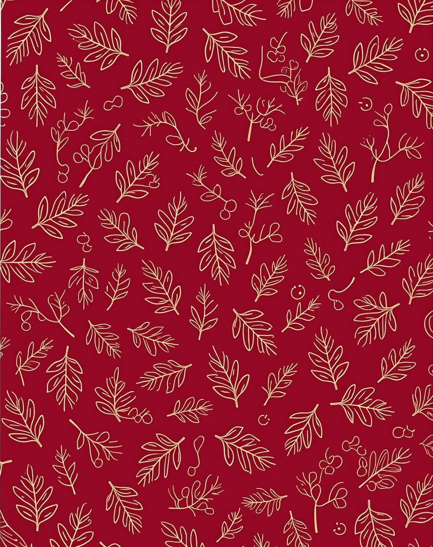 Scarlet Red Outline Floral Sprig Rug