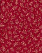 Scarlet Red Outline Floral Sprig Rug