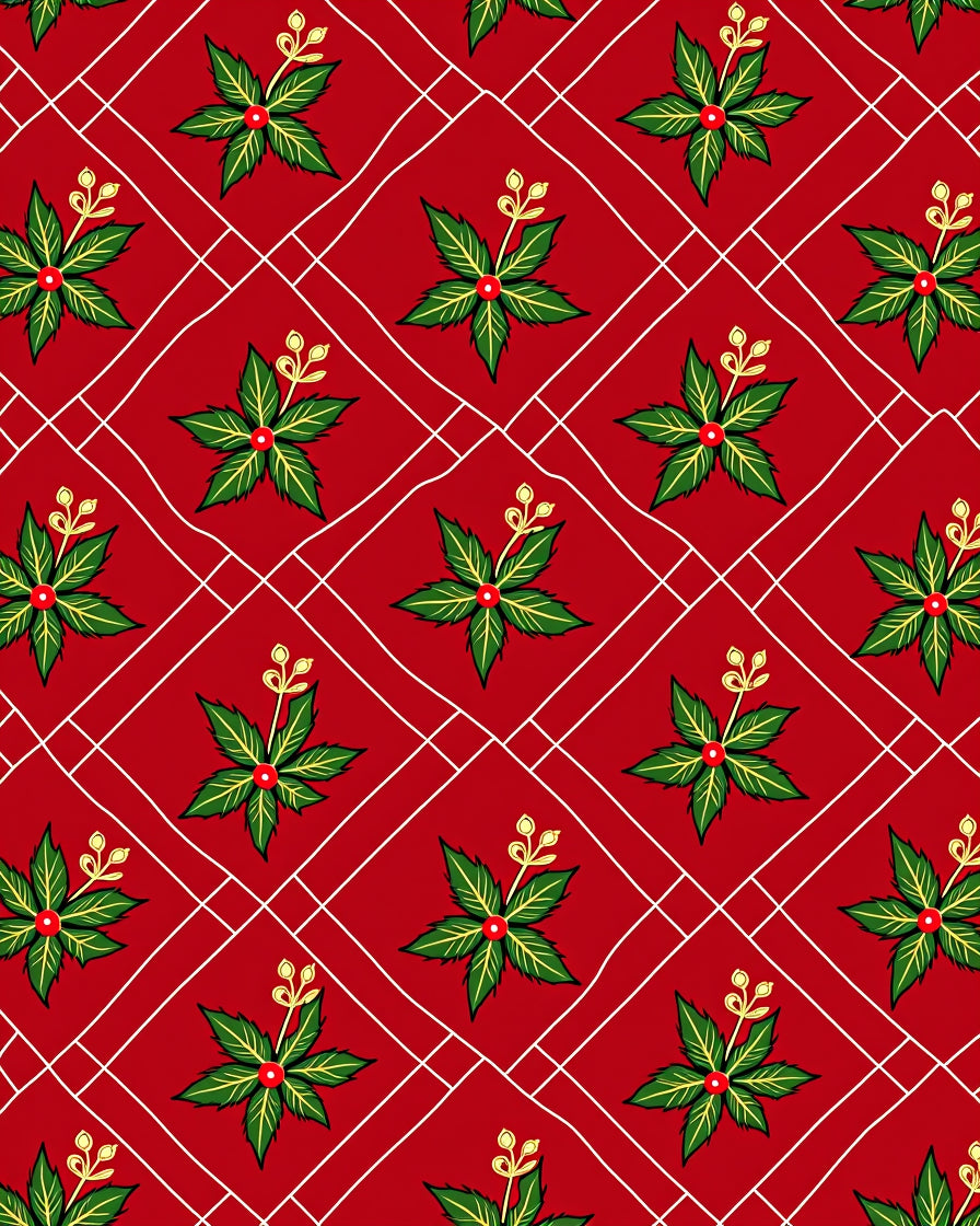 Crimson Holly Christmas Diamond Rug