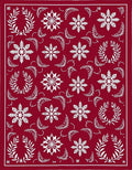 Crimson White Snowflake Laurel Garland Rug