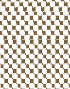 Brown White Geometric Interlocking Squares Rug