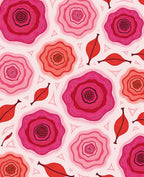 Crimson Pink Rose Floral Composition Rug