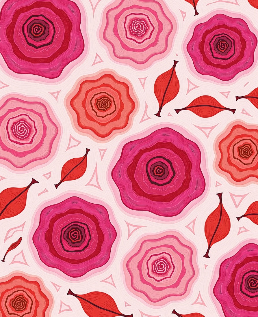 Crimson Pink Rose Floral Composition Rug