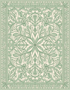 Sage Green Floral Arabesque Rug