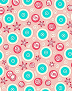 Pink And Teal Concentric Starburst Circles Rug