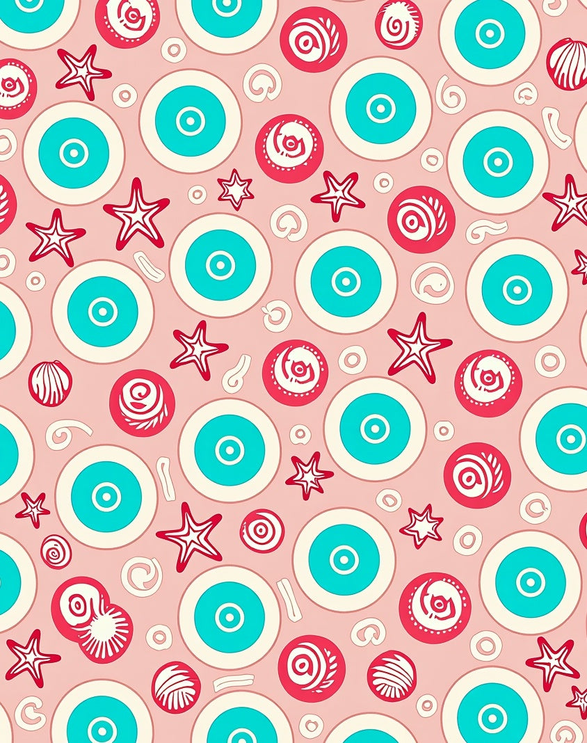 Pink And Teal Concentric Starburst Circles Rug
