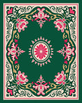 Emerald Floral Border Medallion Rug