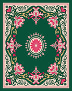 Emerald Floral Border Medallion Rug