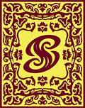 Burgundy Swirl Floral Border Rug