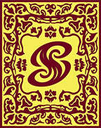 Burgundy Swirl Floral Border Rug