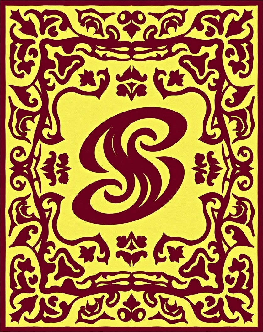 Burgundy Swirl Floral Border Rug