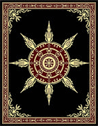 Burgundy Sunburst Medallion Frame Rug