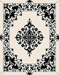 Black Ivory Ornate Scrollwork Garden Rug