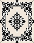 Black Ivory Ornate Scrollwork Garden Rug