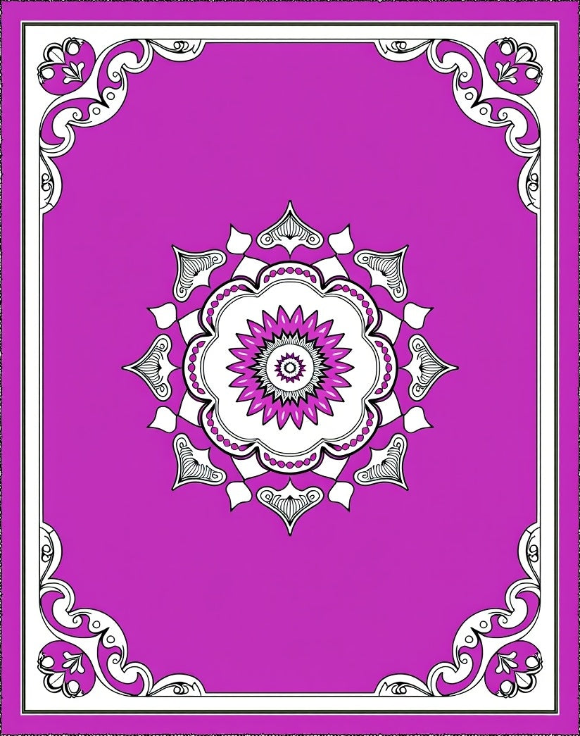 Vibrant Pink Floral Medallion Border Rug