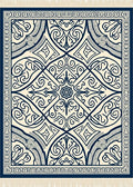 Navy Cream Intricate Floral Lattice Rug