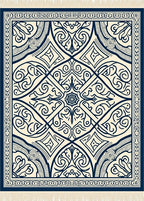 Navy Cream Intricate Floral Lattice Rug