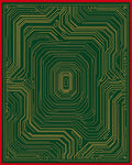 Green Gold Circuit Board Abstract Rug