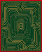 Green Gold Circuit Board Abstract Rug