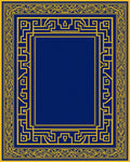 Royal Blue Yellow Geometric Maze Frame Rug
