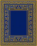 Royal Blue Yellow Geometric Maze Frame Rug