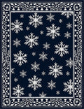 Deep Blue Snowflake Garden Border Rug