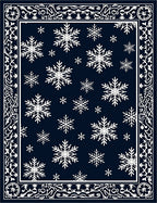 Deep Blue Snowflake Garden Border Rug