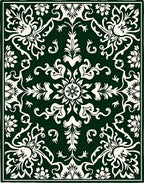 Dark Green and Cream Acanthus Scroll Rug