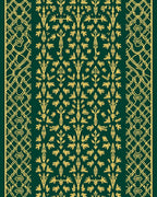 Emerald Green Golden Vine Medallion Rug
