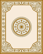 Golden Cream Arabesque Medallion Border Rug