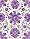 Vibrant Purple Floral Vine Medallion Rug