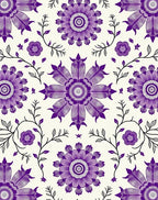 Vibrant Purple Floral Vine Medallion Rug