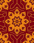 Crimson Golden Floral Medallion Rug