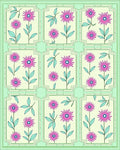 Pink Floral Frames Mint Green Rug
