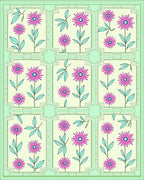 Pink Floral Frames Mint Green Rug