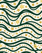 Golden Starry Waves on Cream Rug